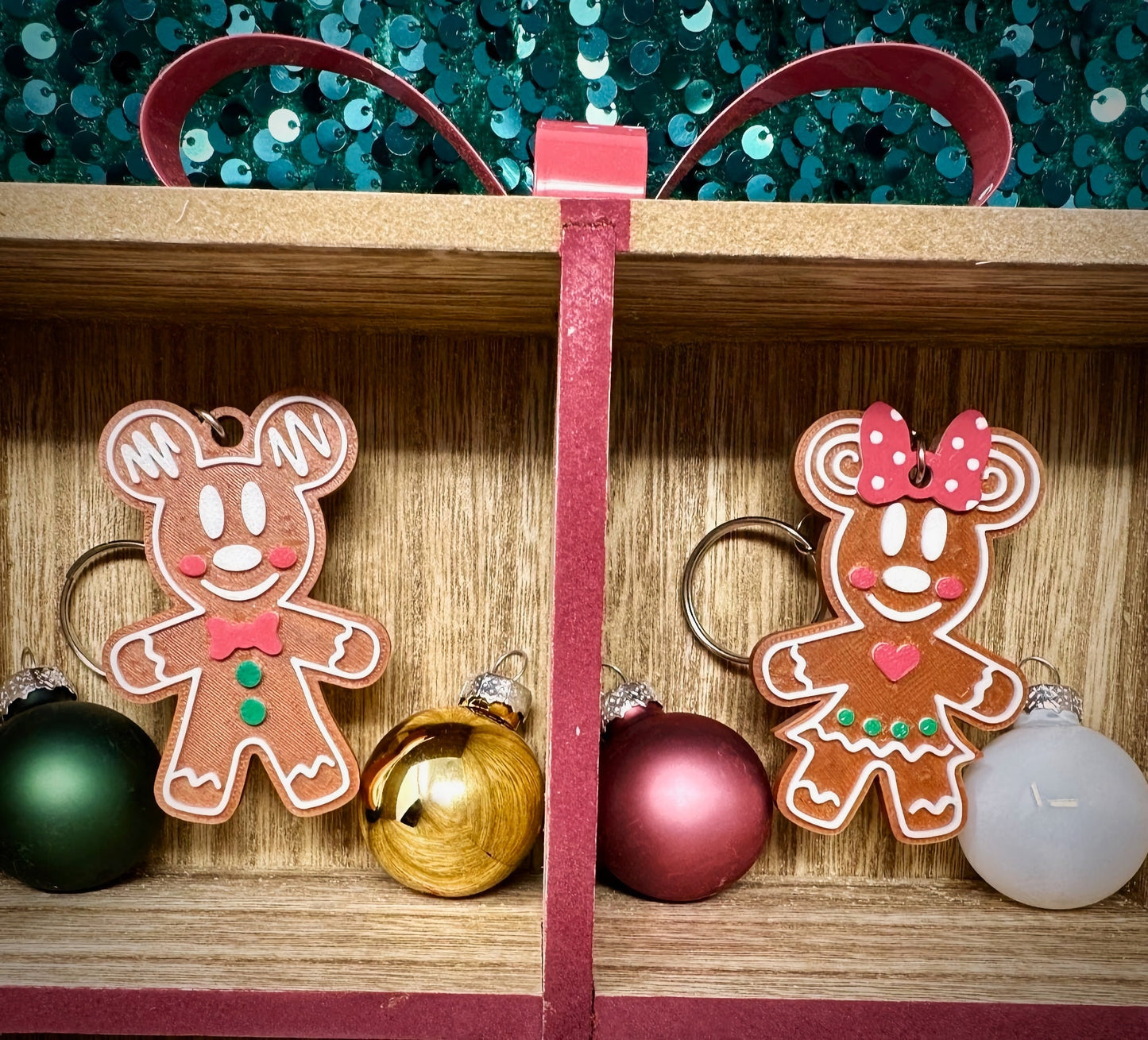 Gingerbread Mickey & Minnie Keychains