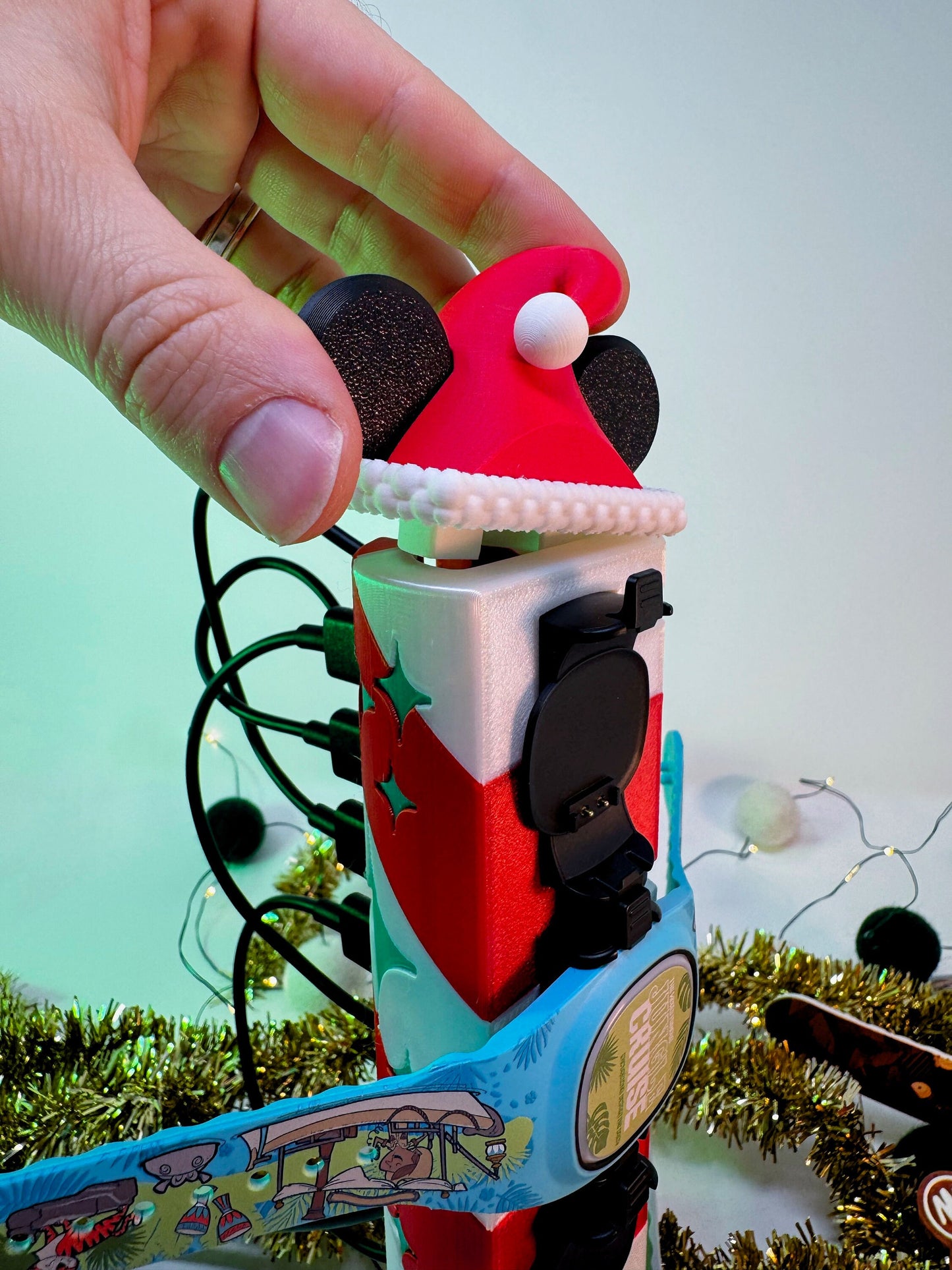 Santa Hat Mouse Ear Topper for MagicBand+ Charging Tower